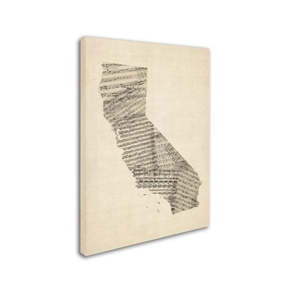 Michael Tompsett 'Old Sheet Music Map Of California' Canvas Art,18x24